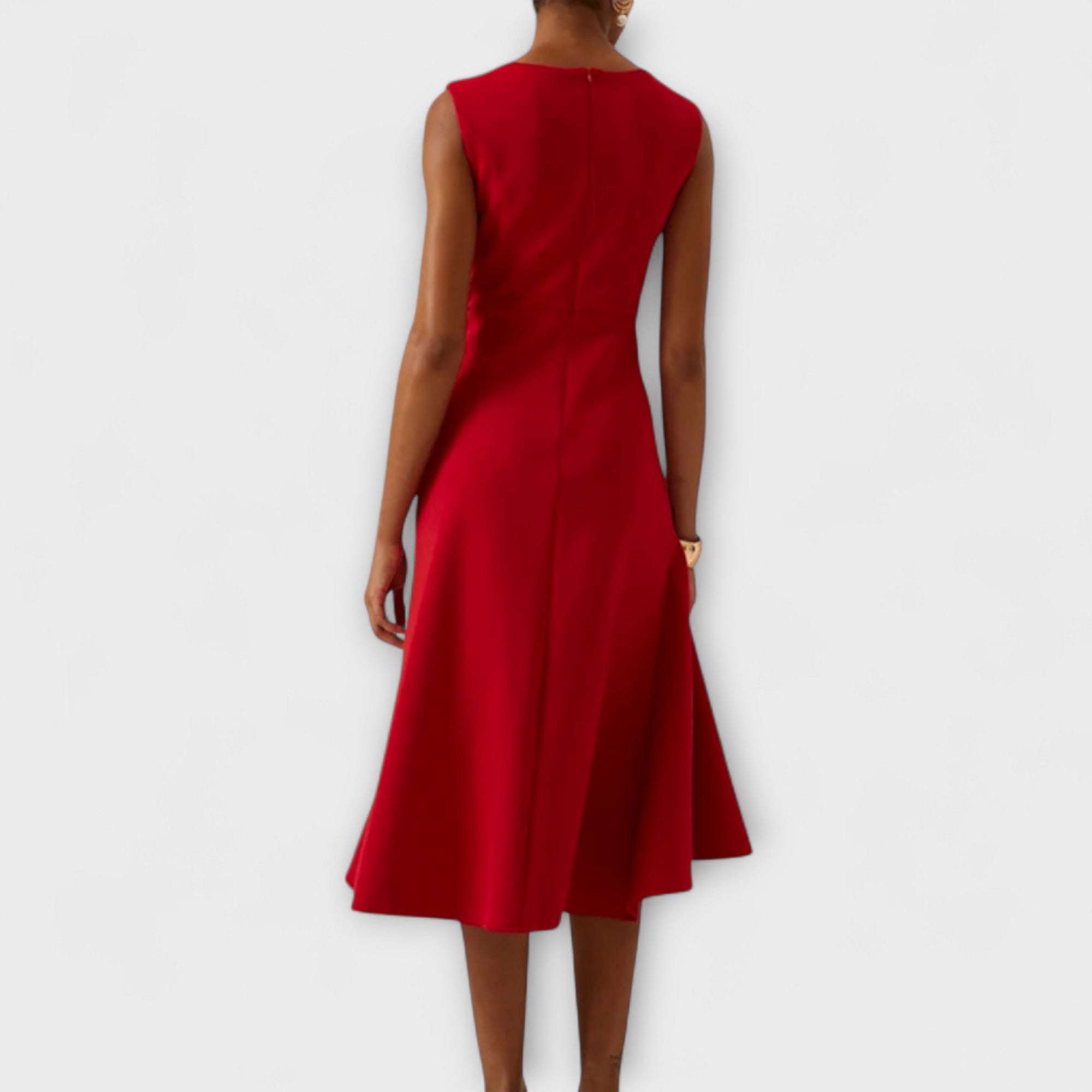 Aeris Draped Asymmetric Midi Dress For Summer Days