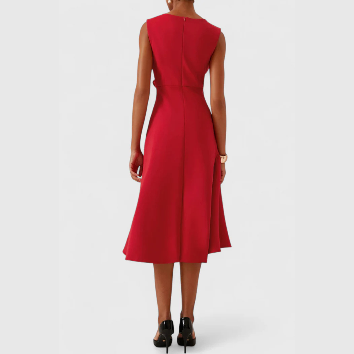 Aeris Draped Asymmetric Midi Dress For Summer Days