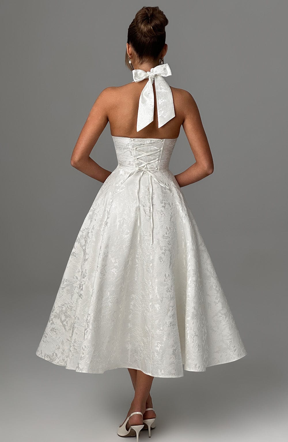 Arielle Women Halter Midi Dress For Wedding Guests