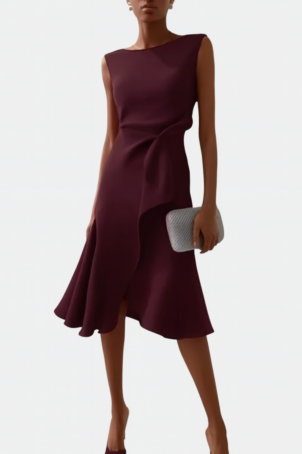 Aeris Draped Asymmetric Midi Dress For Summer Days